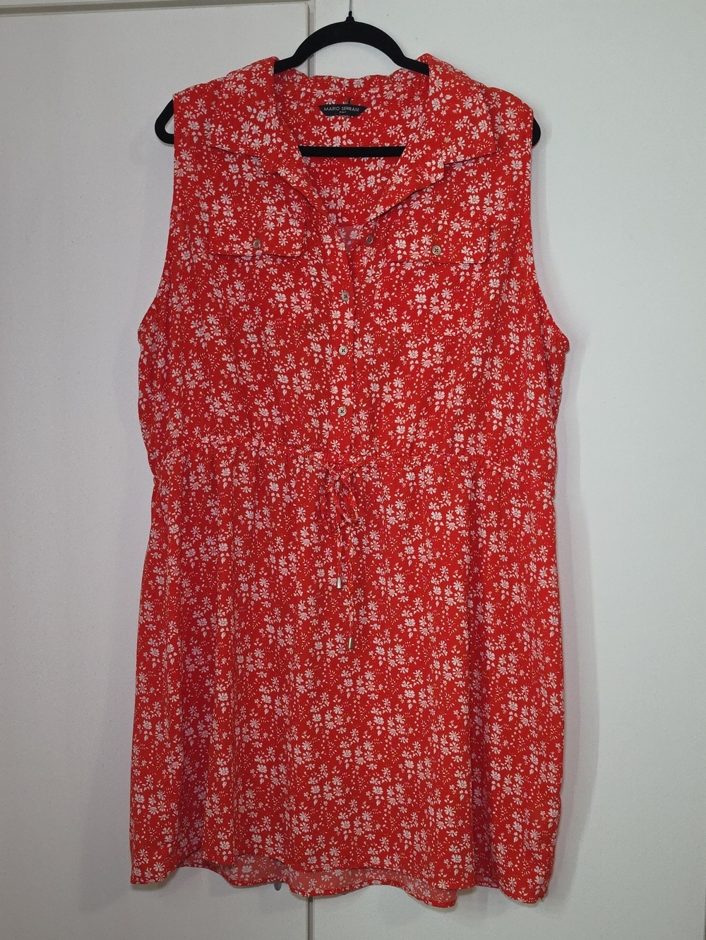 Mario Serrani Red Floral Sleeveless Midi Dress